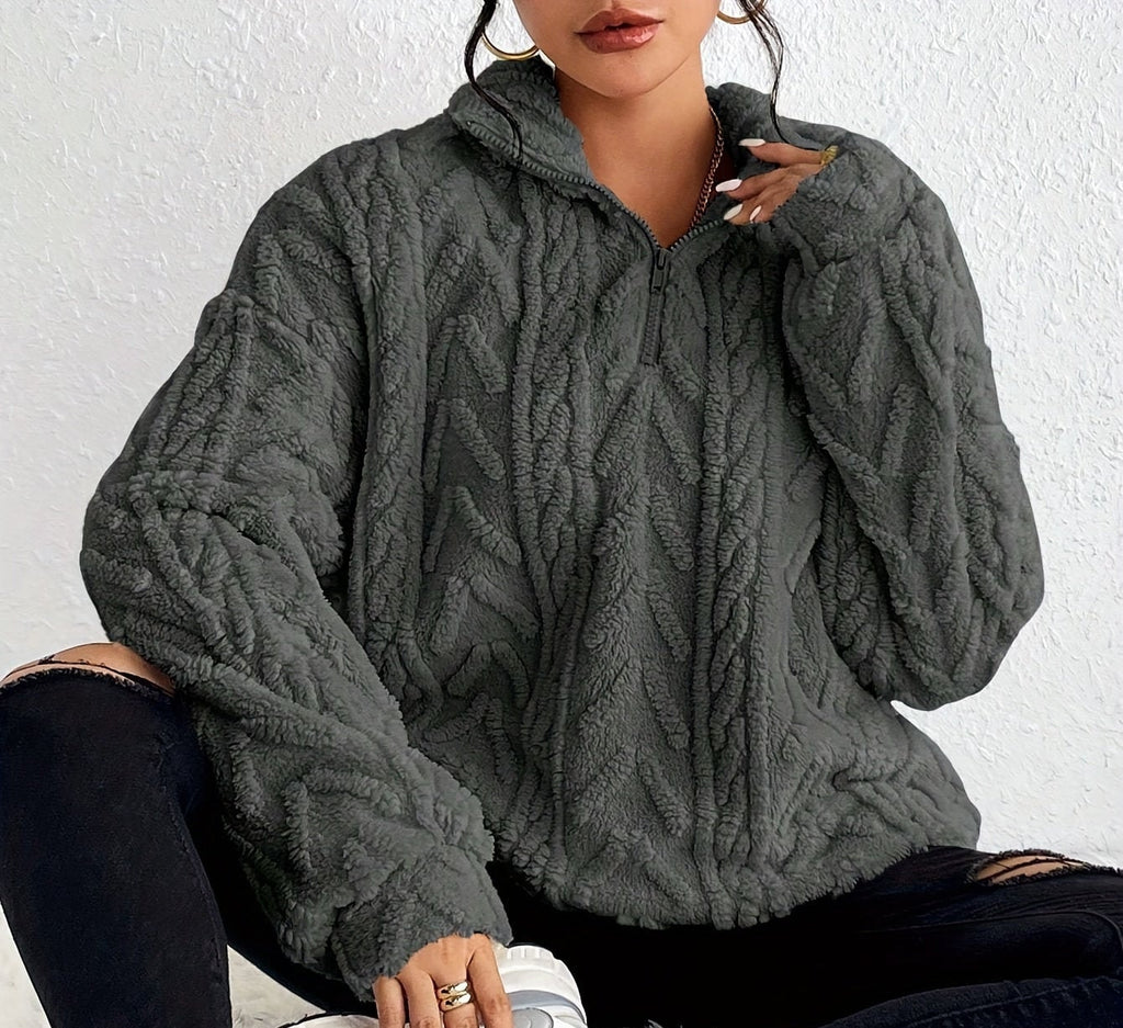 Aicha | Textured Half-Zip Oversized Sweater with Wrap Front