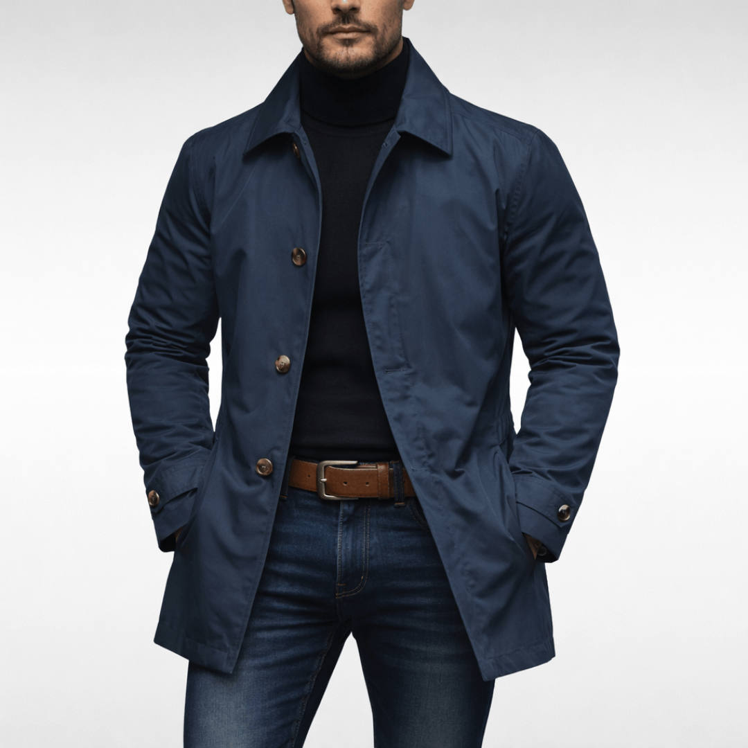 Water-Resistant Quilted-Lined Mac for Men