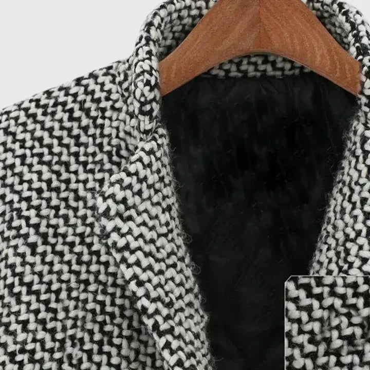 Rebeka Longline Houndstooth Wool-Blend Winter Coat for Women