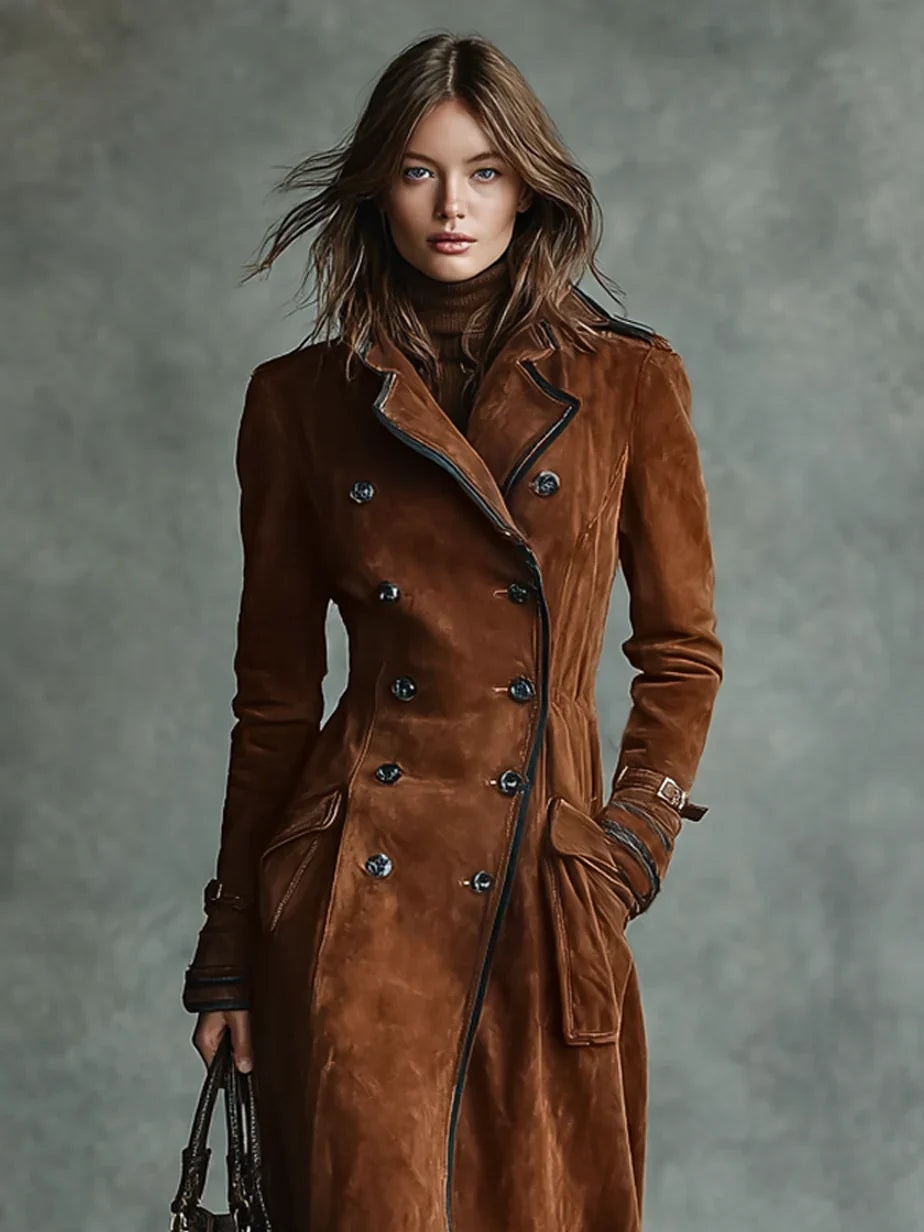 Ragnhild Women's Double-Breasted Notch-Lapel Longline Winter Coat