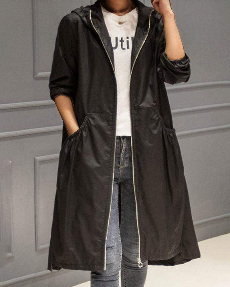 Maialen Hooded Oversized Cotton-Blend Trench Coat for Women