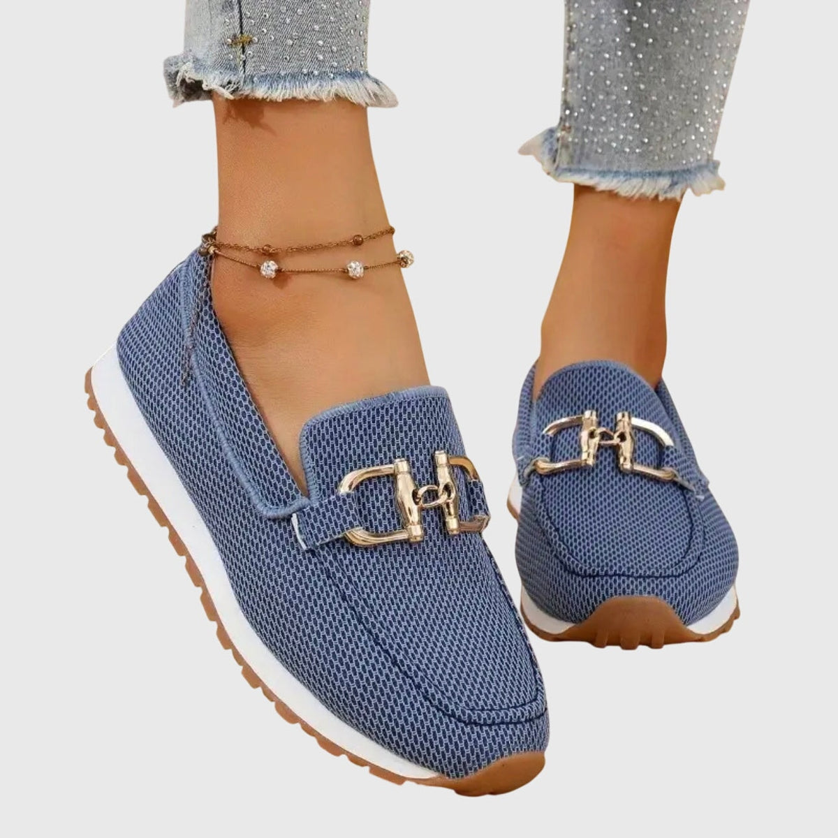 Lili Bit-Buckle Slip-On Sneakers with Cushioned Sole for Women