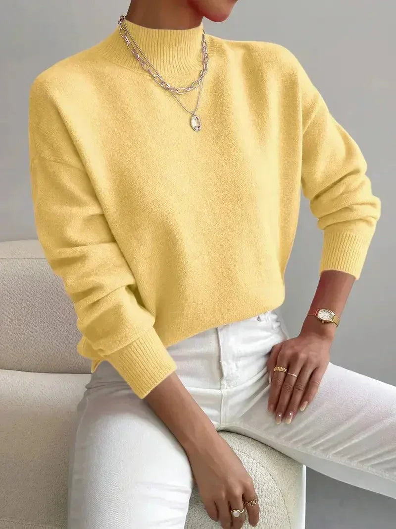 Oversized Turtleneck Sweaters for Women with Ribbed Trim for Fall Layering