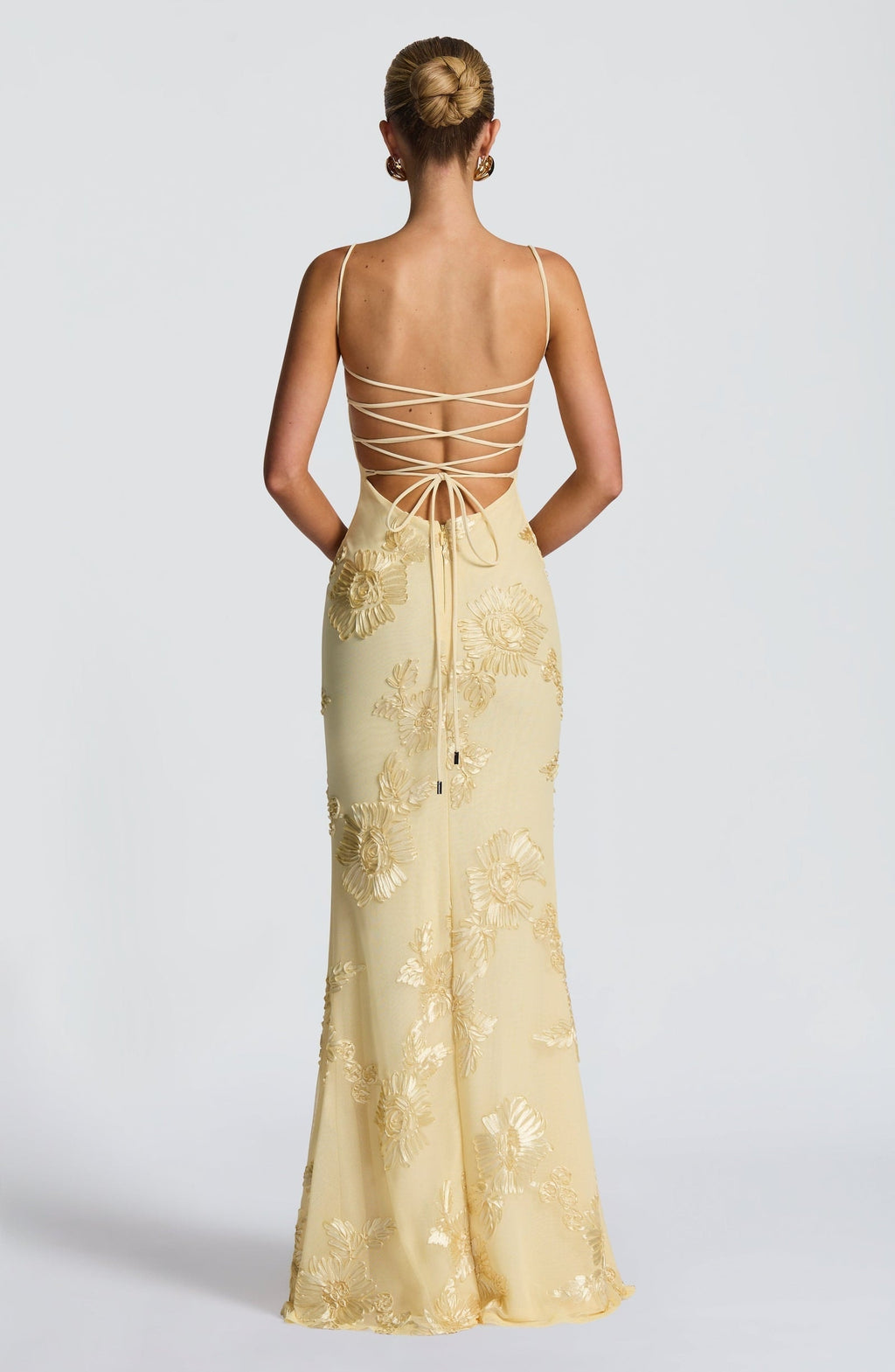 Women's Floral Embroidered Corset Maxi Dress with Spaghetti Straps