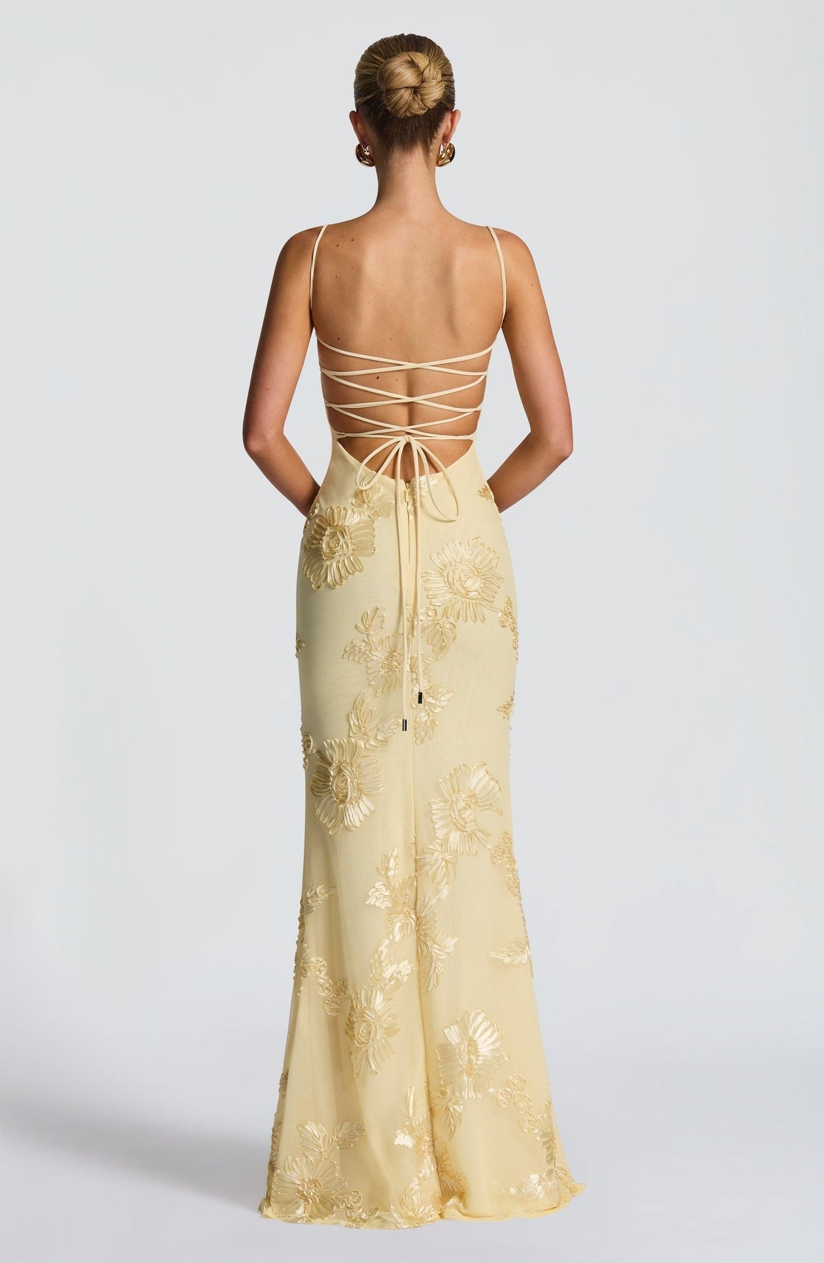 Women's Floral Embroidered Corset Maxi Dress with Spaghetti Straps