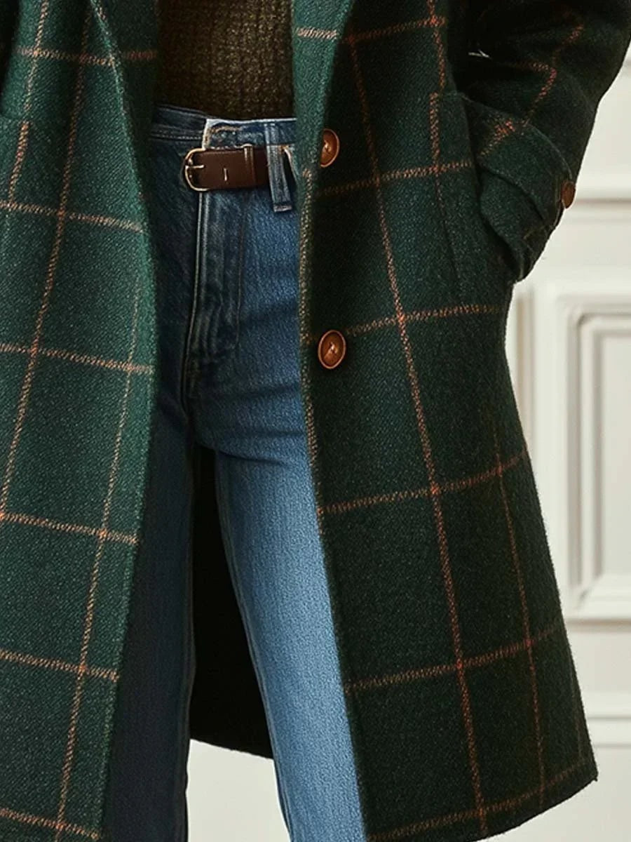 Deirdre Women's Plaid Notch-Lapel Oversized Wool-Blend Winter Coat