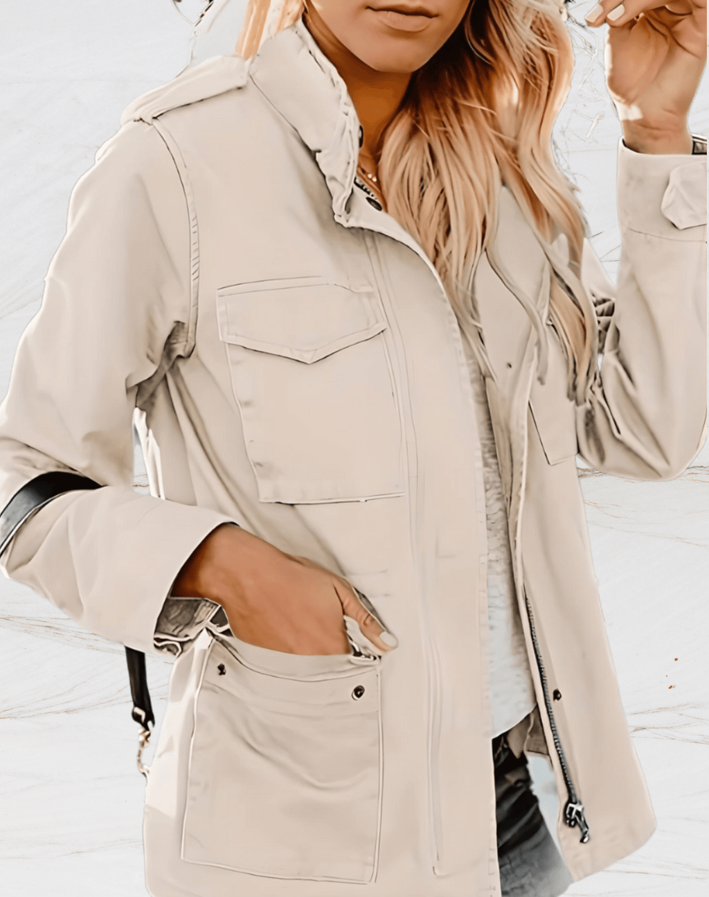 Structured Utility Jacket with Pocket Detail for Fall Jackets Women