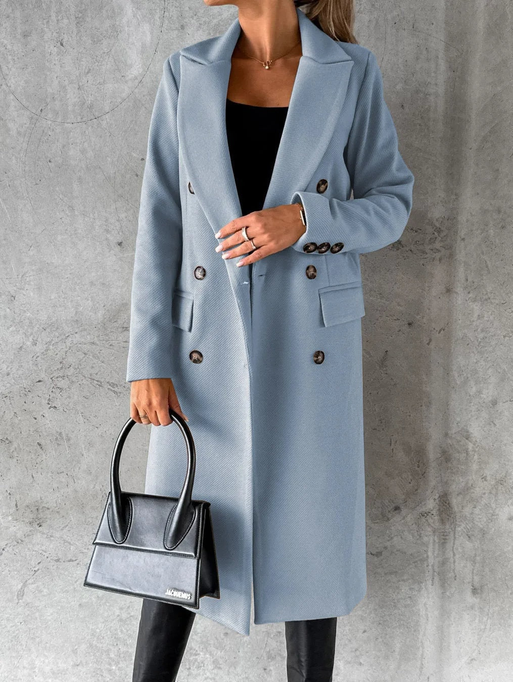 Sibilla Double-Breasted Longline Women's Winter Coat with Tailored Fit