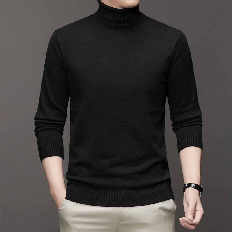 Ribbed Turtleneck Pullover Mens Sweaters with Long Sleeves for Fall Layering
