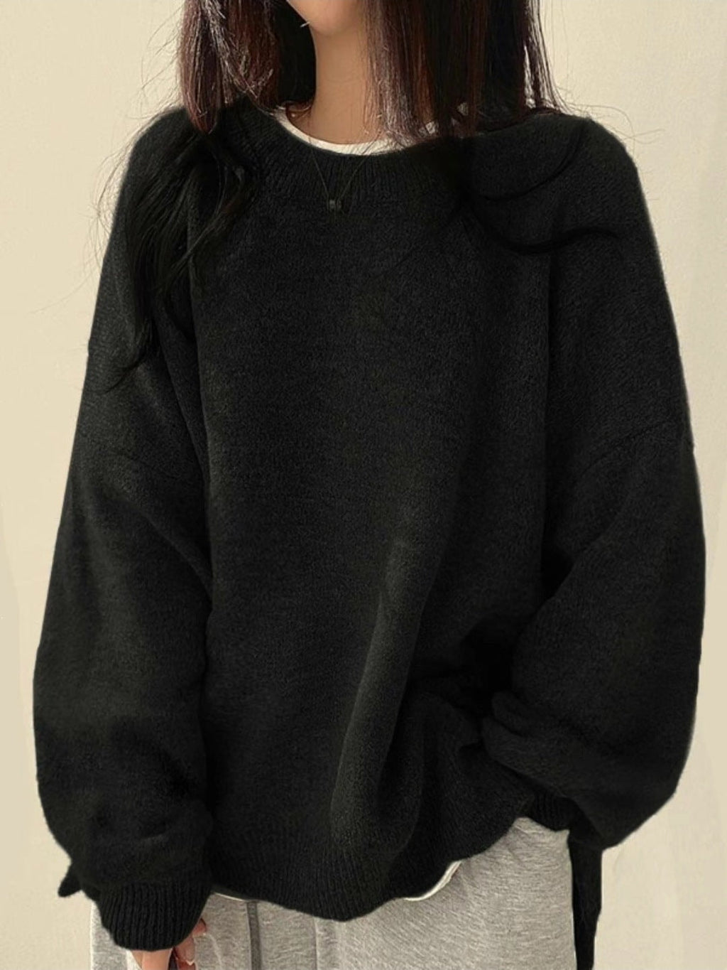 Oversized Sweater with Drop Shoulders and Side Slits for Women