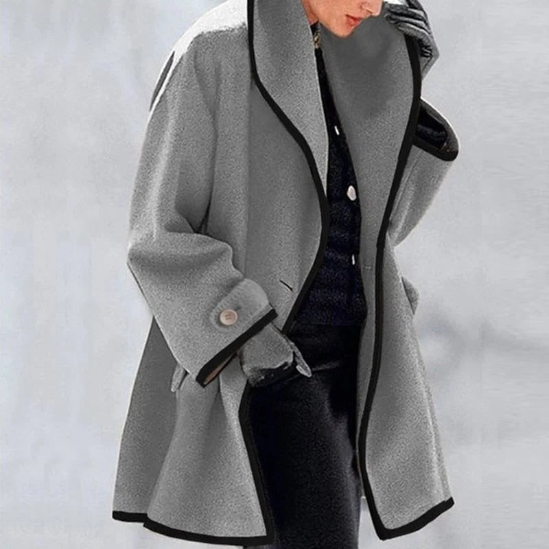 Iratxe Oversized Longline Women's Trench Coat with Contrast Trim