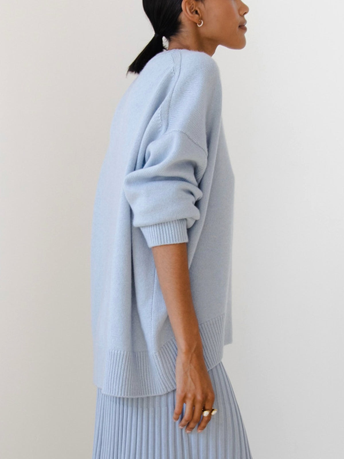 Oversized Crew Neck Sweaters for Women with Rib Trim for Fall Layering