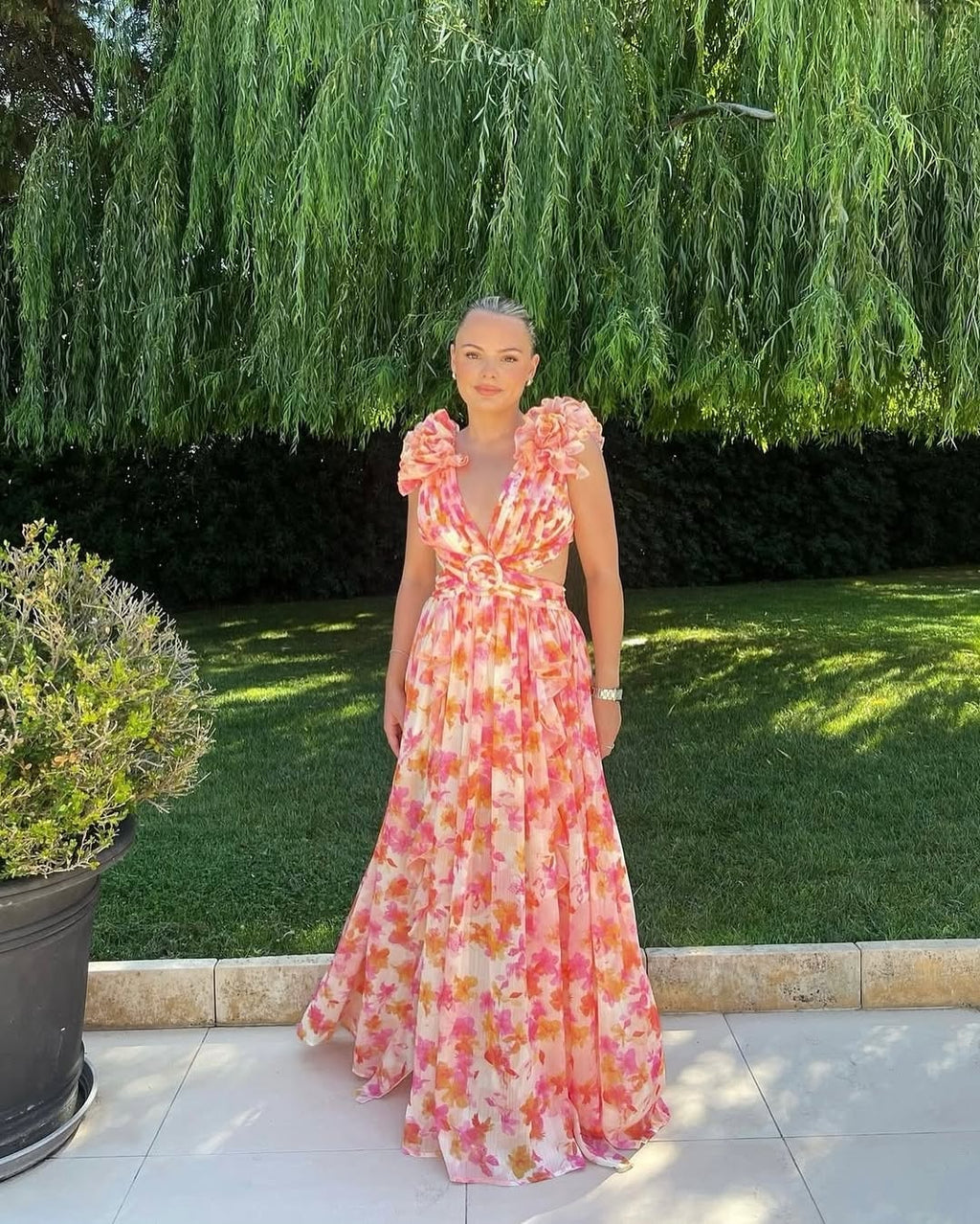 Maeve Floral Cut-Out Maxi Dress for Autumn Wedding Guest Dresses