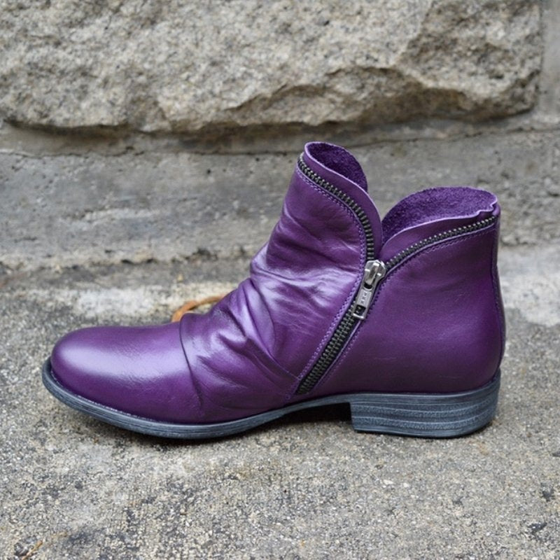 Ruched Ankle Boots with Side Zipper for Fall Boots Wardrobe