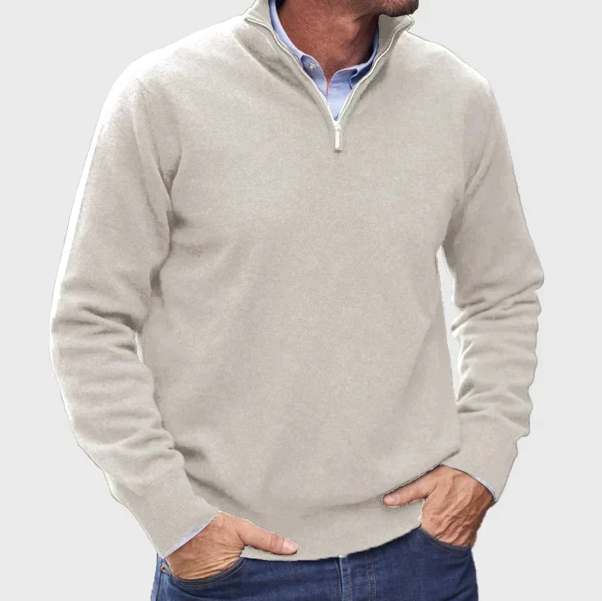Men's Quarter-Zip Knit Sweater with Layer-Friendly Fit