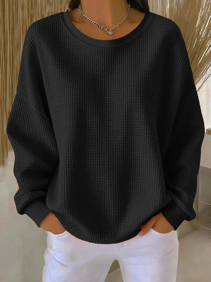 Lucille Waffle-Knit Oversized Pullover Sweater for Women
