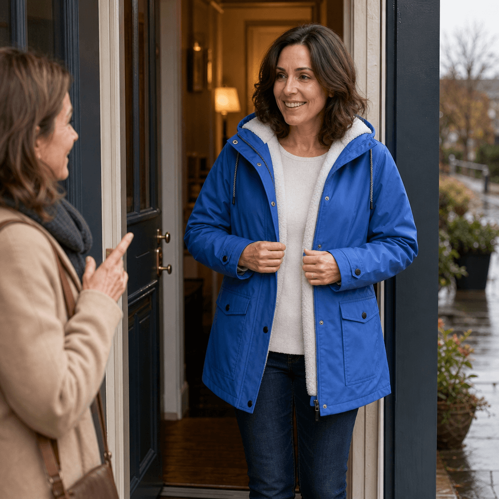 Plush-Lined Waterproof Hooded Jacket for Women
