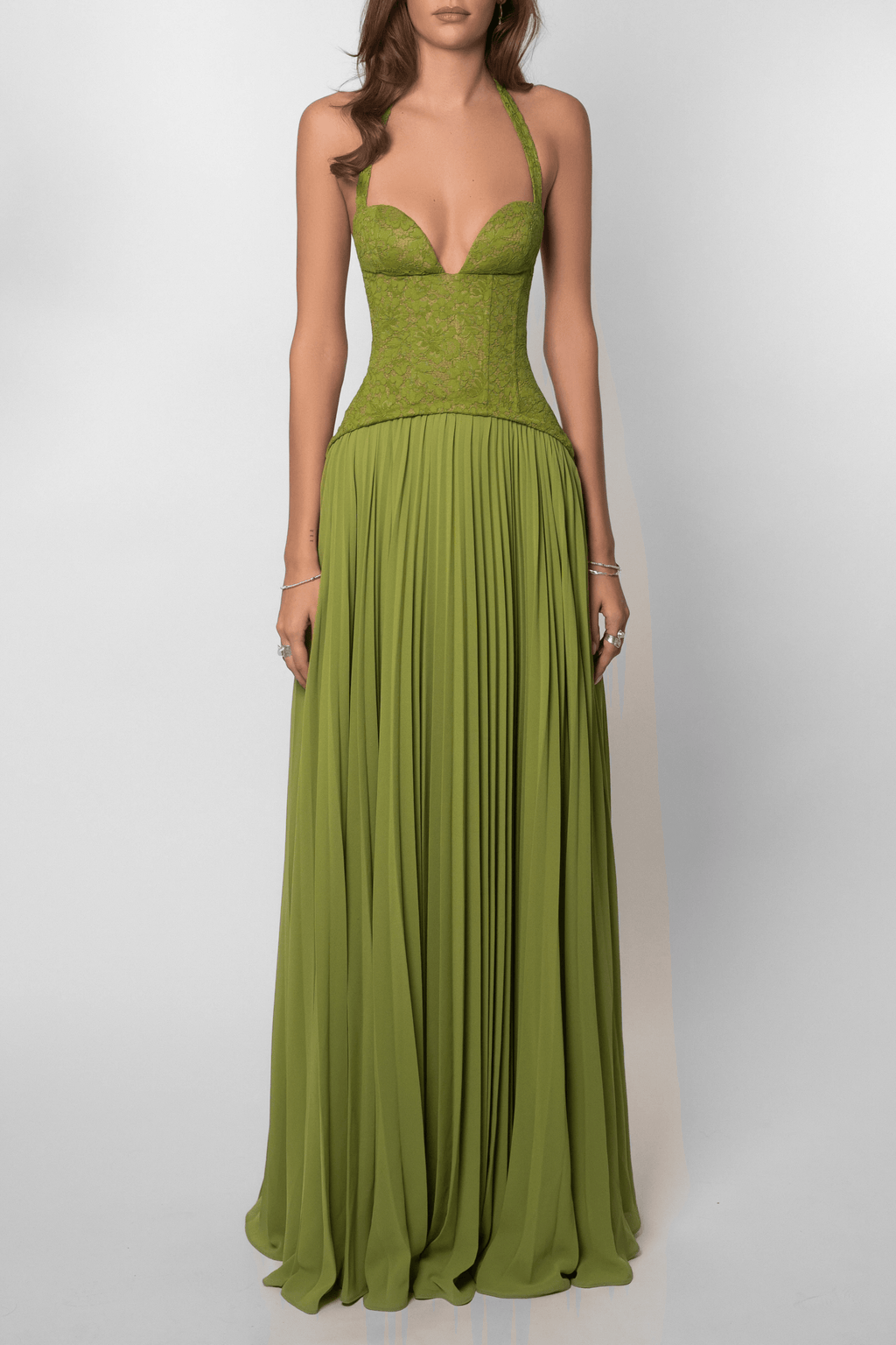 Kenley Pleated Corset Lace Maxi Dress for Homecoming Dresses Look