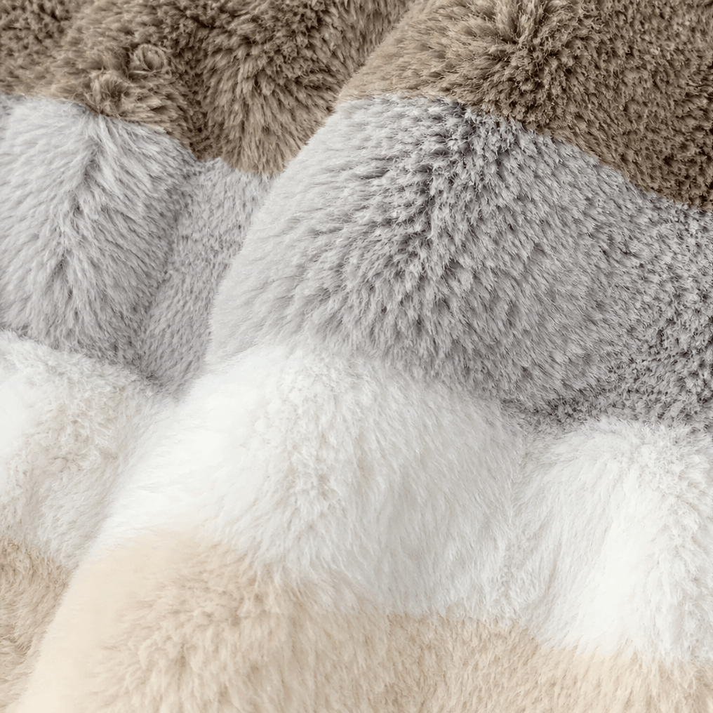 Furvella Women's Color-Block Oversized Faux Fur Hooded Winter Coat