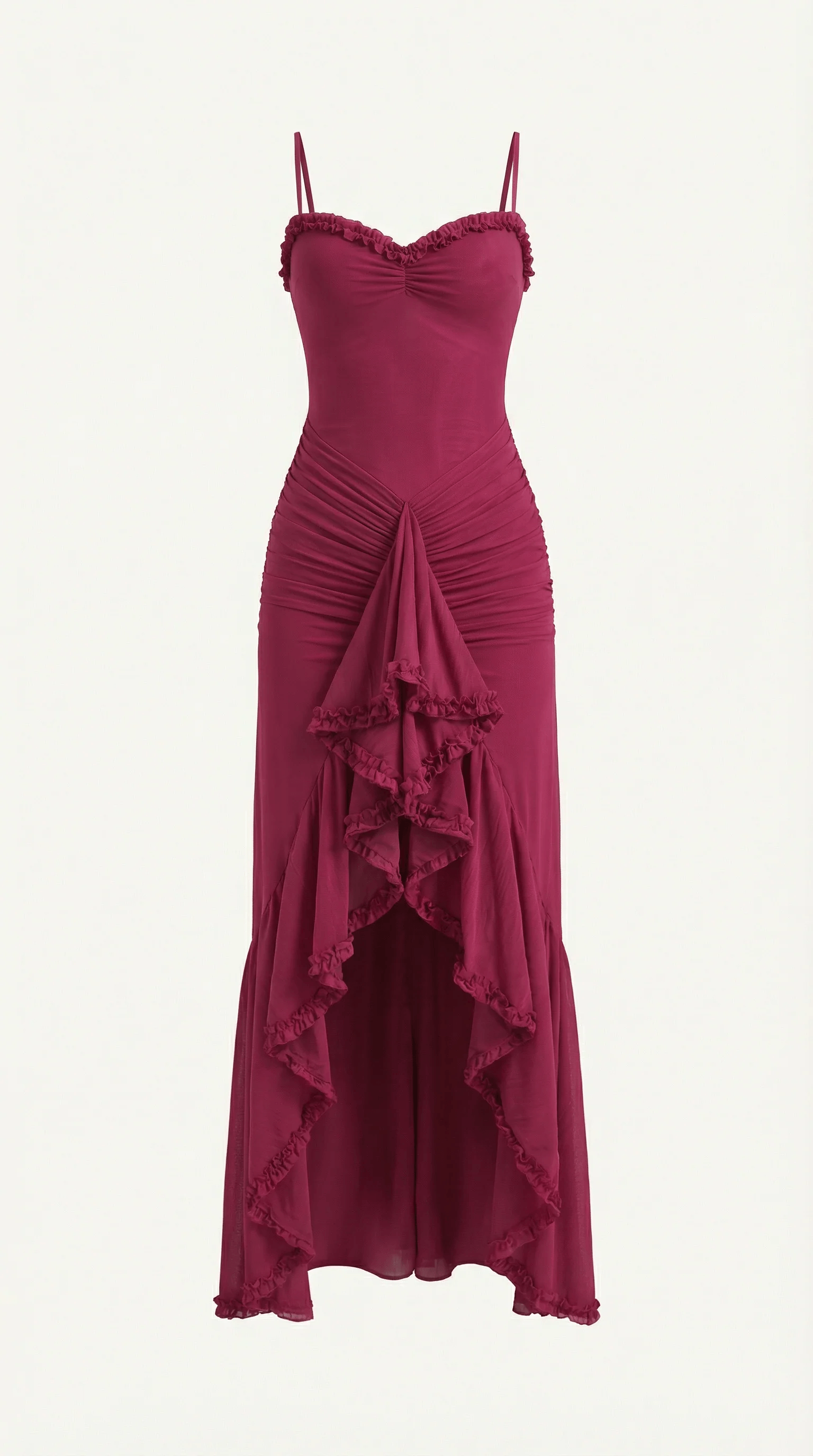 Phoebe Ruffle High Low Maxi Dress for Fall Wedding Guest Dresses