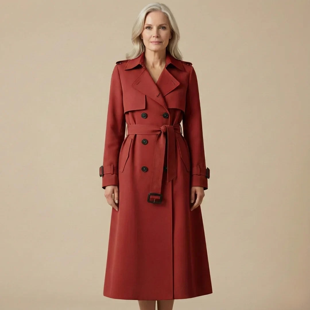Orlaith Belted Double-Breasted Women's Trench Coat with Notched Lapel