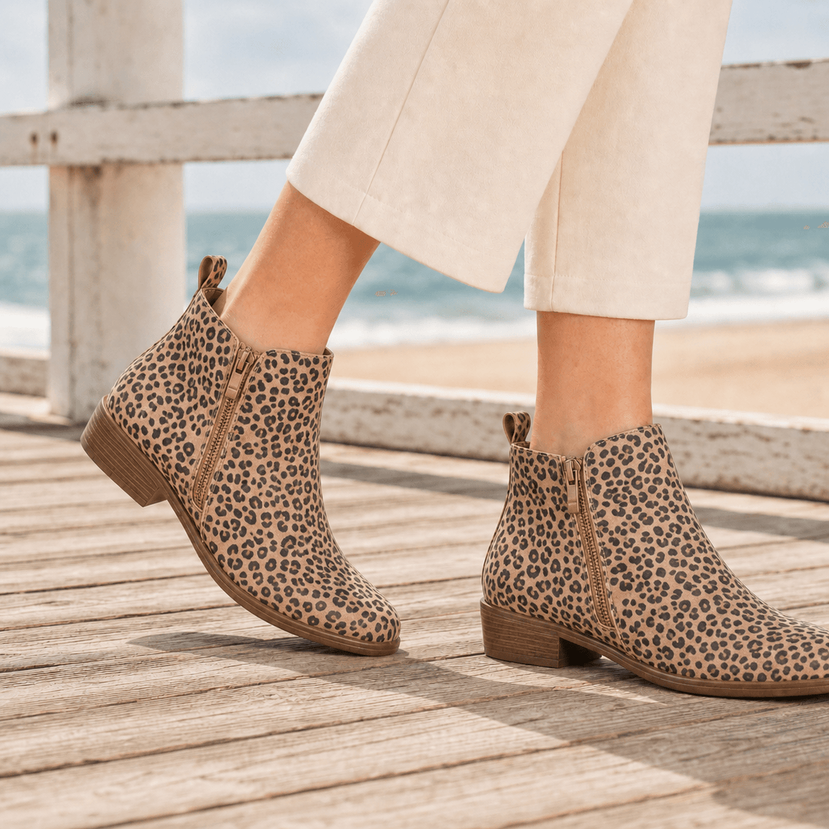 Conti Women's Orthopedic Ankle Boots with Side Zip and Low Stacked Heel
