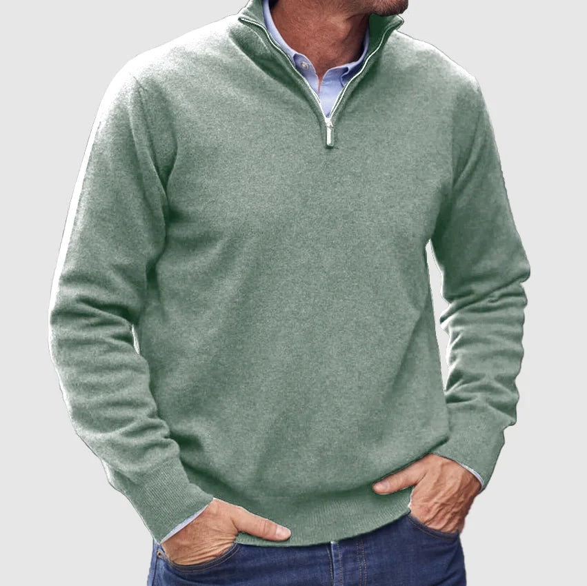 Men's Quarter-Zip Knit Sweater with Layer-Friendly Fit