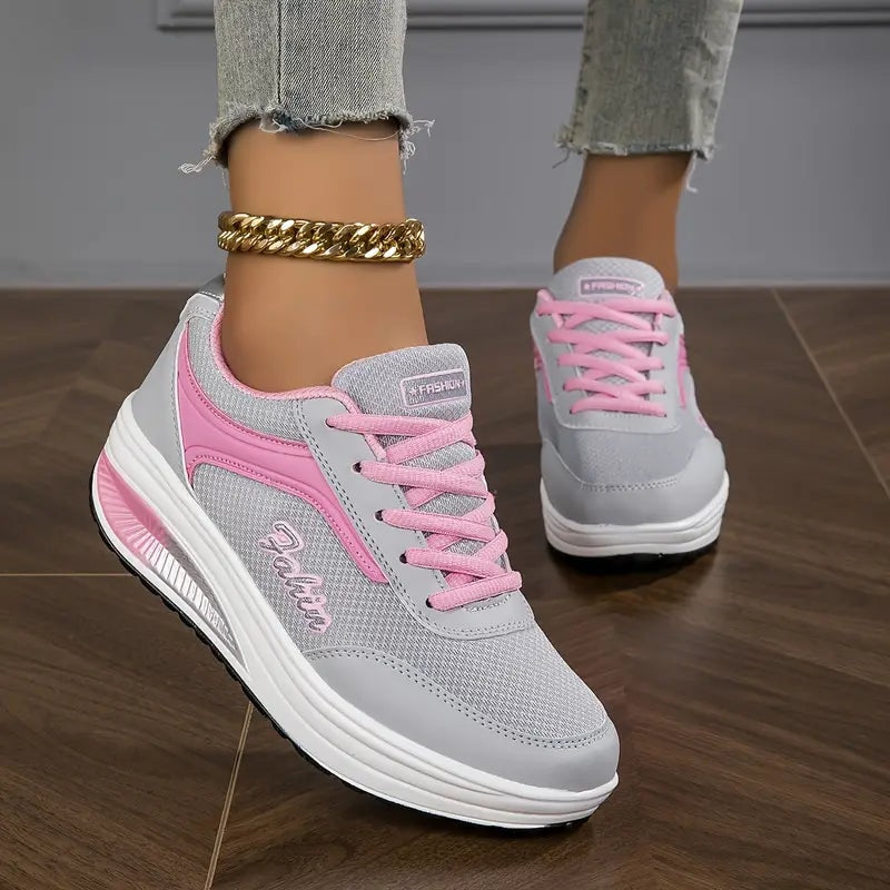 Jarrah Women's Color Block Lace-Up Platform Sneakers with Cushioned Sole