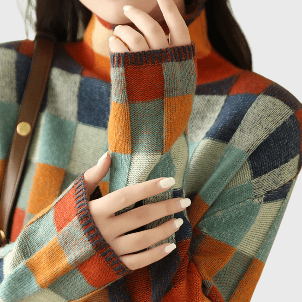 Rachele Color-Block Crew Neck Women's Knit Sweater
