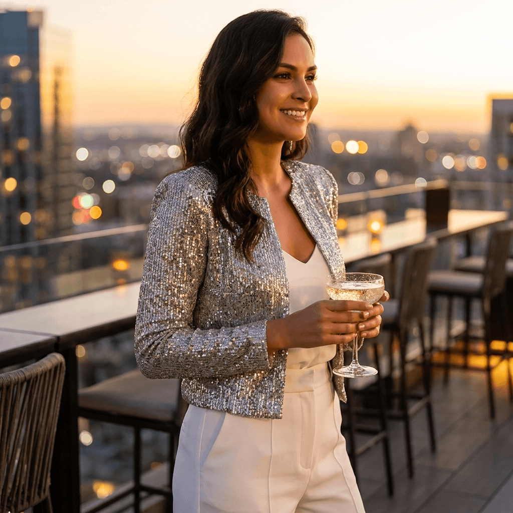 Cropped Sequin Open Front Evening Blazer Fall Jackets Women Will Love