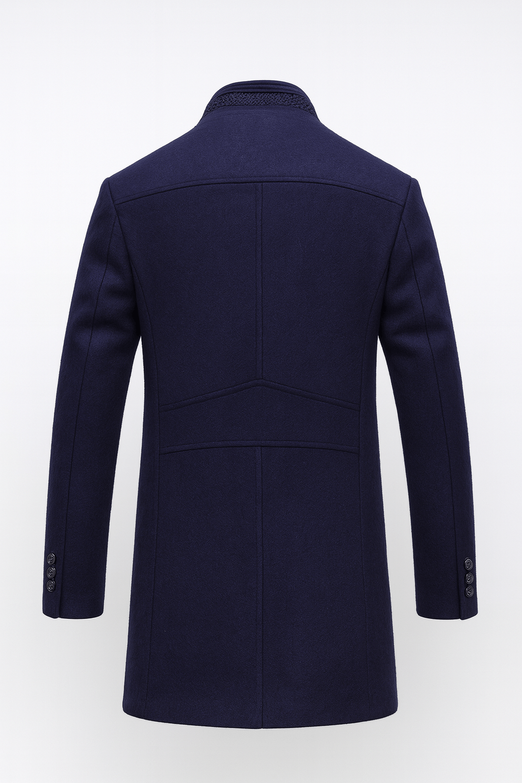 Men's Tailored Wool-Blend Winter Coat with Stand Collar