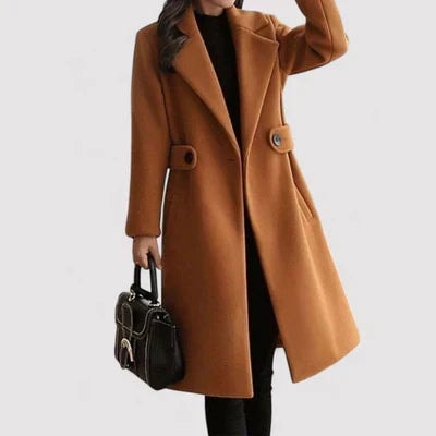 Rosa Belted Double-Breasted Women's Winter Coat with Notched Collar
