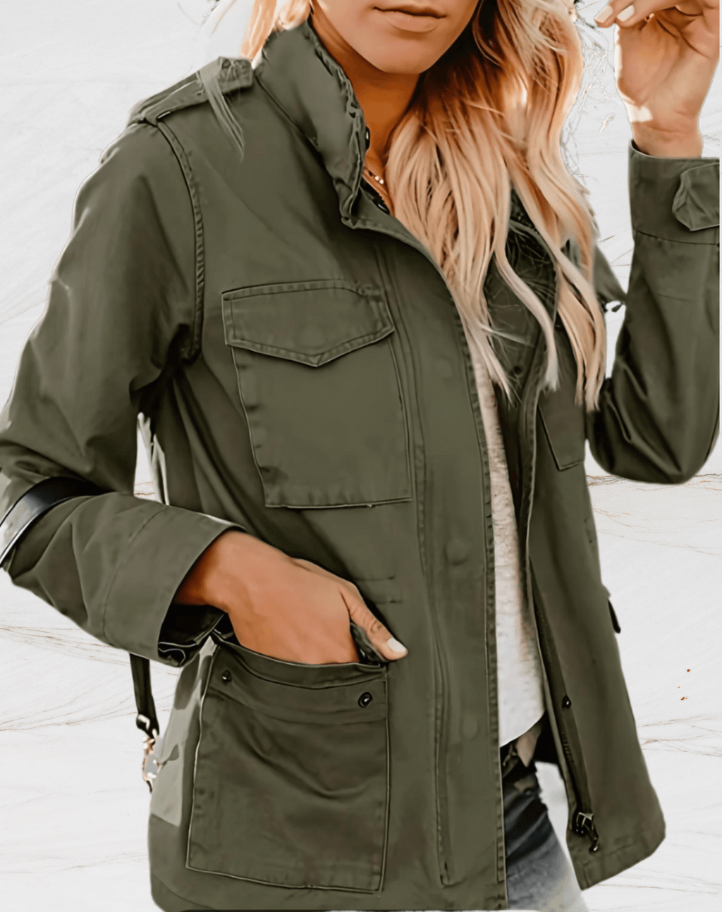 Structured Utility Jacket with Pocket Detail for Fall Jackets Women