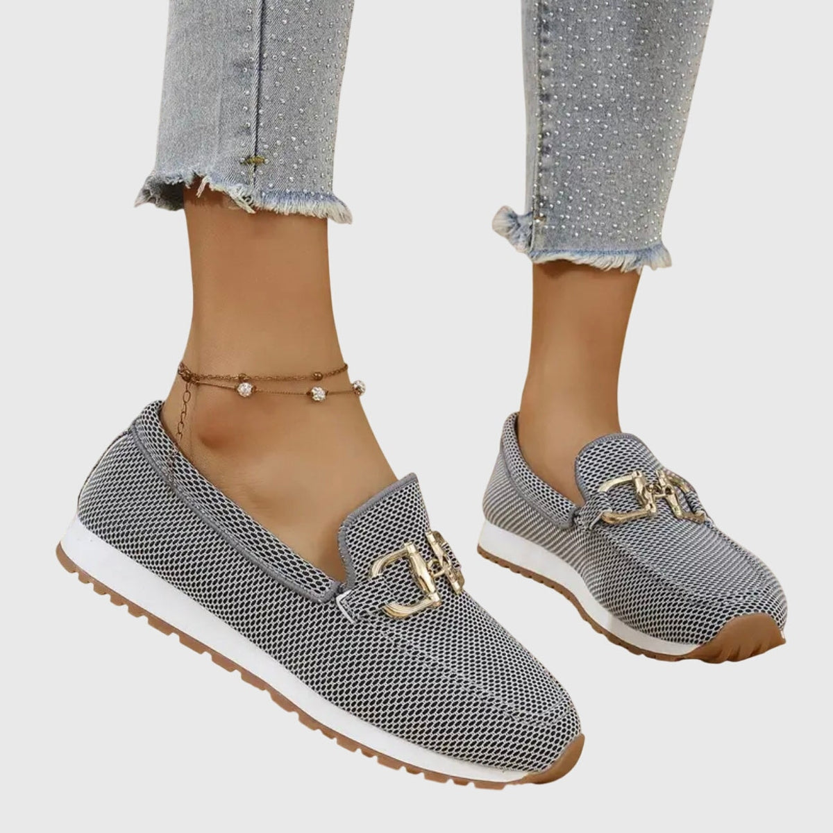 Lili Bit-Buckle Slip-On Sneakers with Cushioned Sole for Women