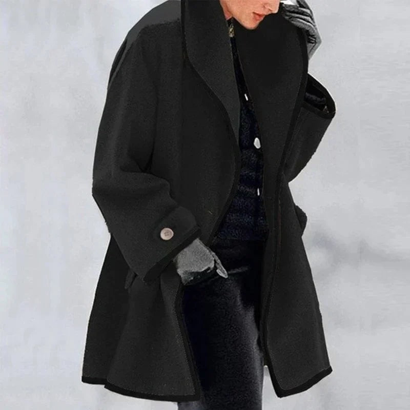 Iratxe Oversized Longline Women's Trench Coat with Contrast Trim
