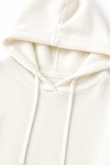 Women's Oversized Hooded Knitted Sweater with Drawstring