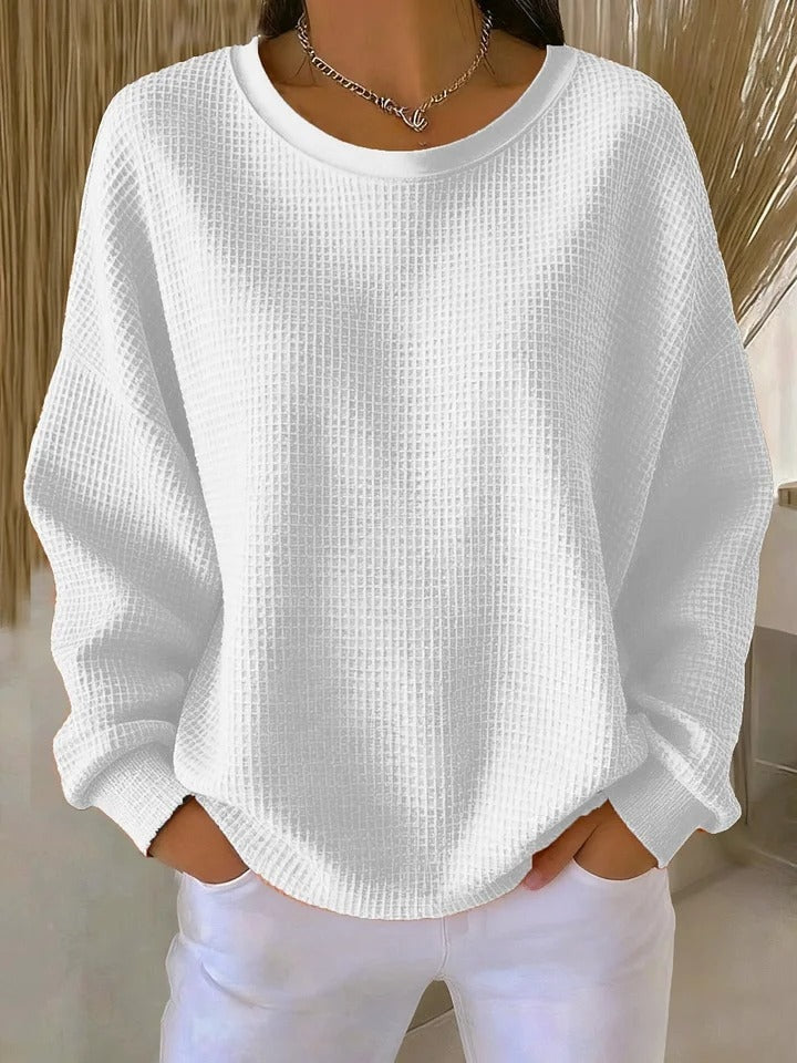 Lucille Waffle-Knit Oversized Pullover Sweater for Women