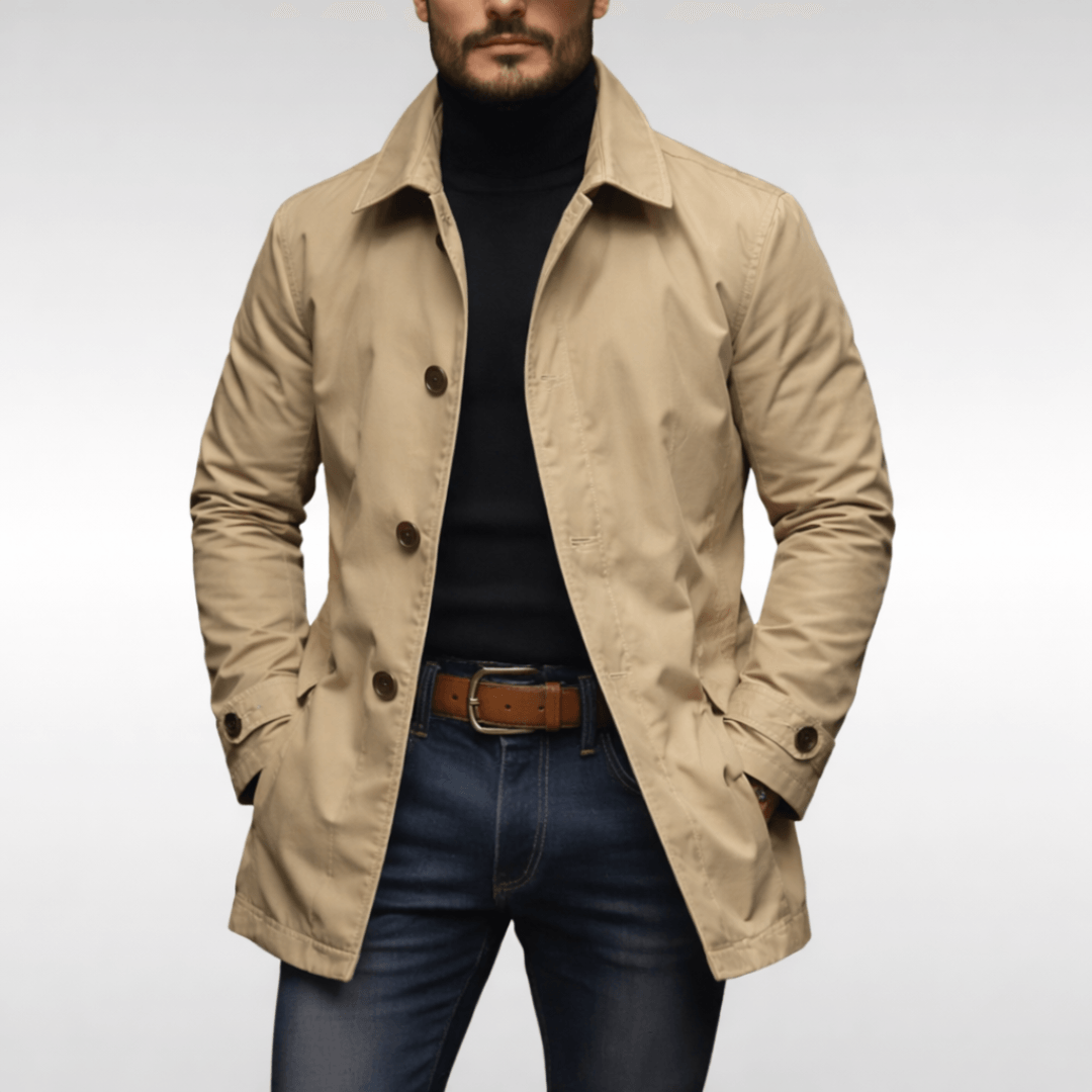 Water-Resistant Quilted-Lined Mac for Men