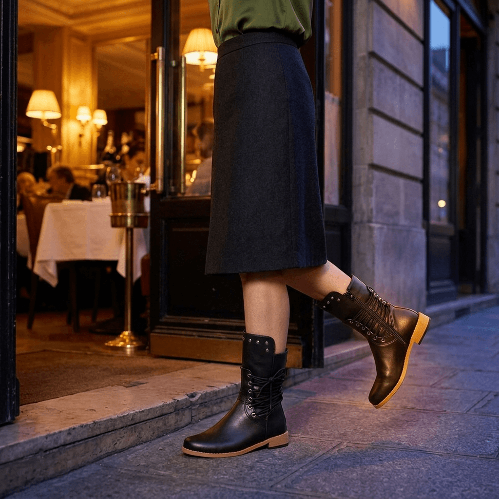 Westlyn Studded Lace-Up Ankle Boots with Wool Lining for Women