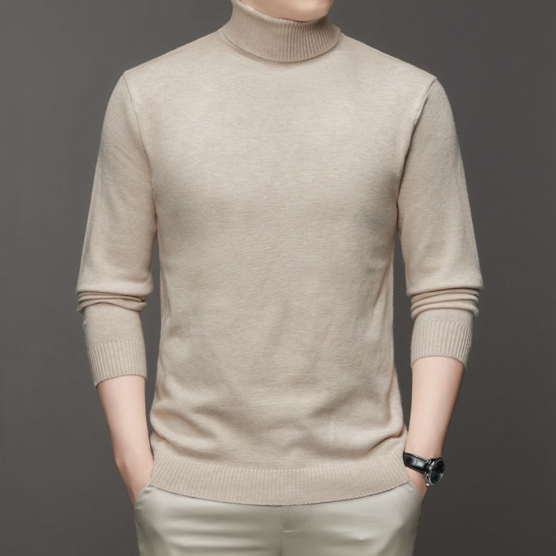 Ribbed Turtleneck Pullover Mens Sweaters with Long Sleeves for Fall Layering