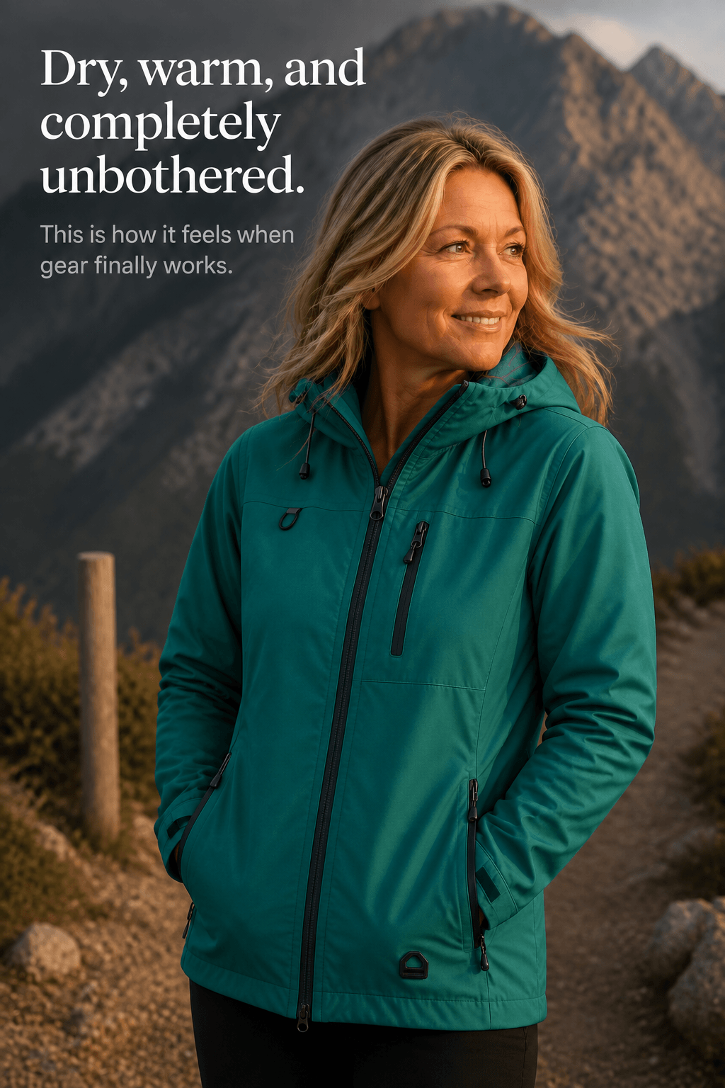 Hooded Waterproof Windproof Polyester Rain Jacket for Women