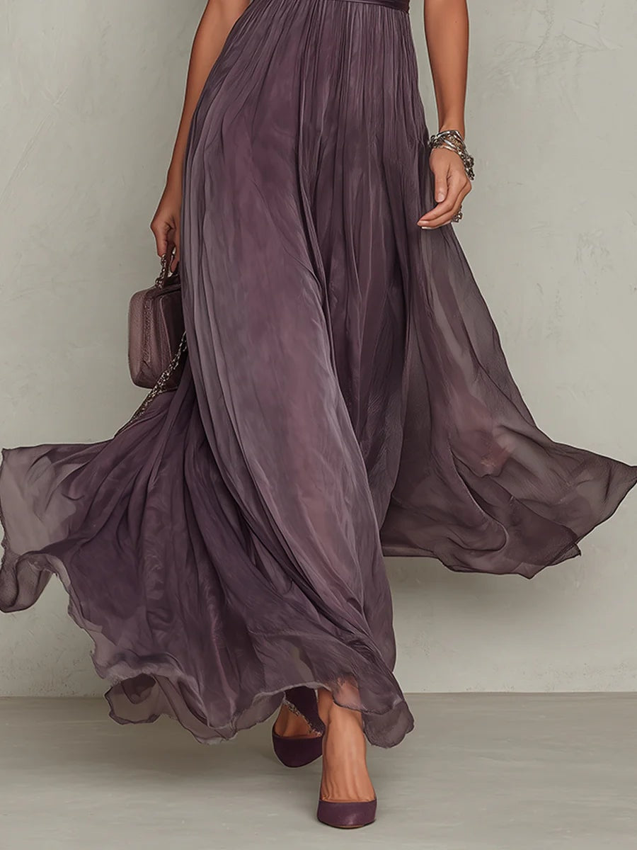 Lace Trim Gathered Waist Maxi Fall Dresses for Women Wedding Guest Events