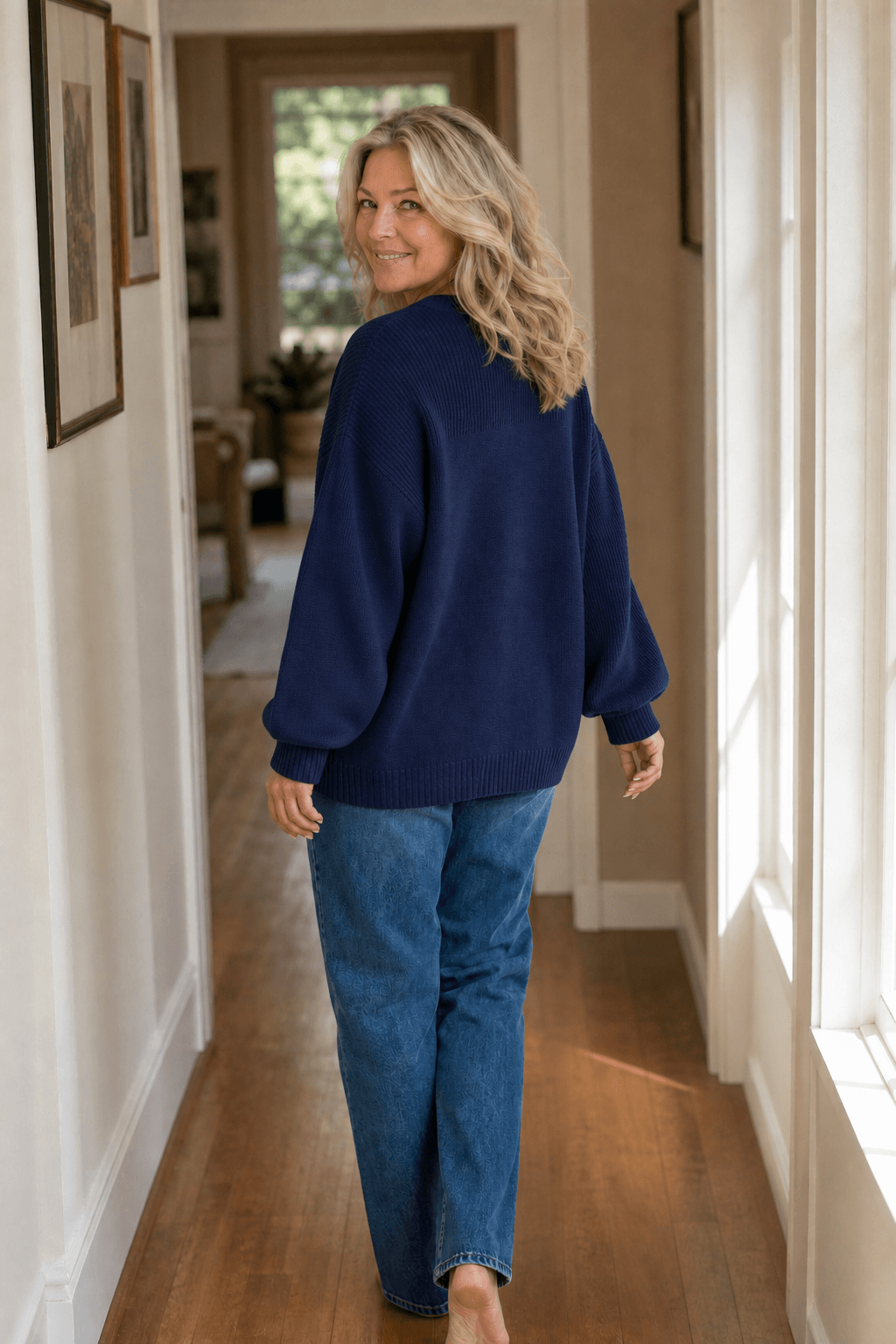 Women's Ribbed Dropped-Shoulder Oversized Knit Sweater