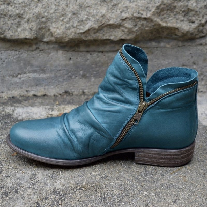 Ruched Ankle Boots with Side Zipper for Fall Boots Wardrobe