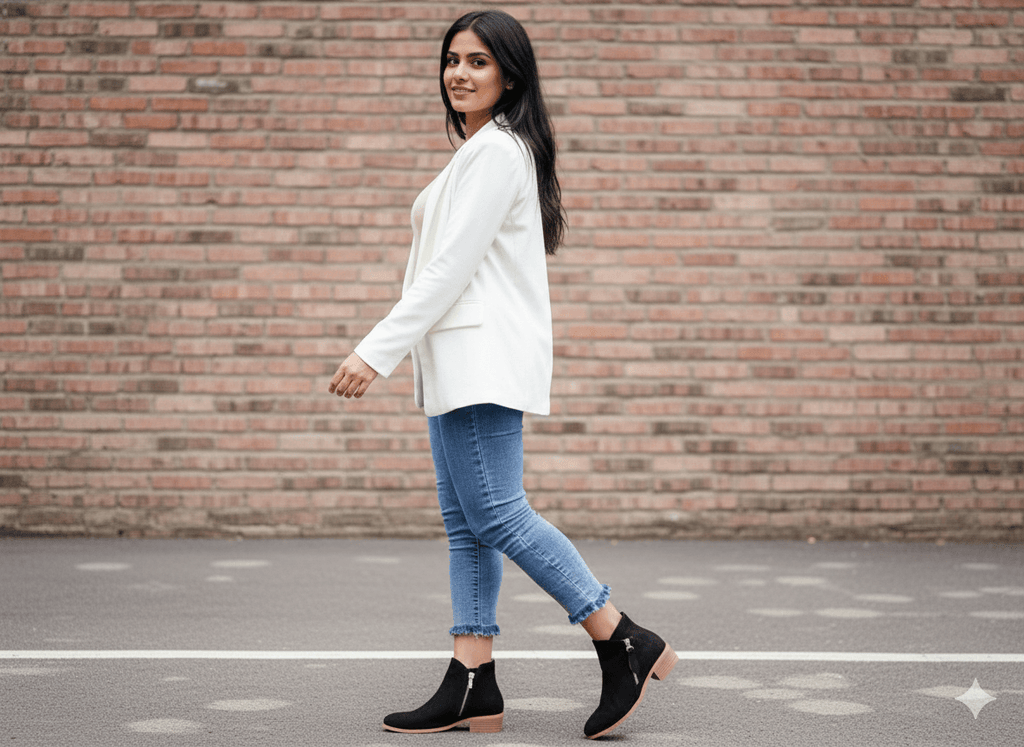 Women's Everyday Side Zip Ankle Boots with Stacked Block Heel and Soft Lining