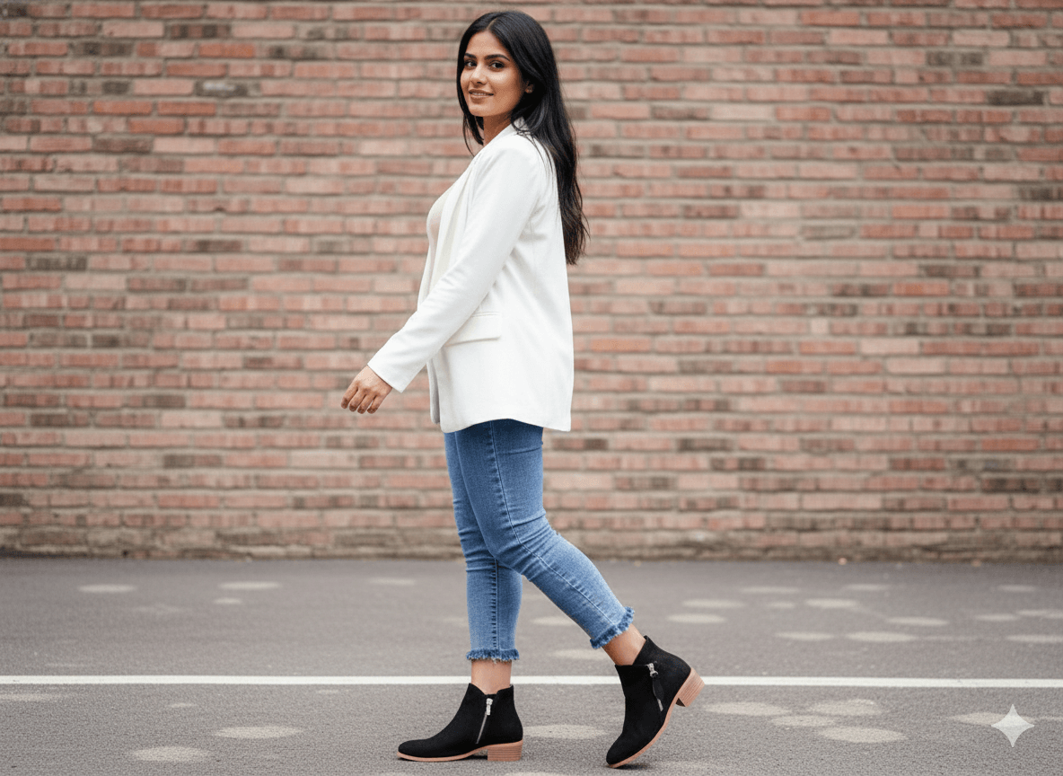 Women's Everyday Side Zip Ankle Boots with Stacked Block Heel and Soft Lining