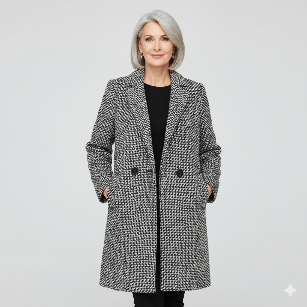 Rebeka Longline Houndstooth Wool-Blend Winter Coat for Women