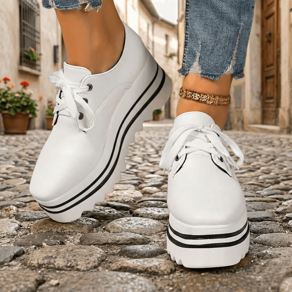 Lace-Up Platform Oxfords with Comfort Sole for Women