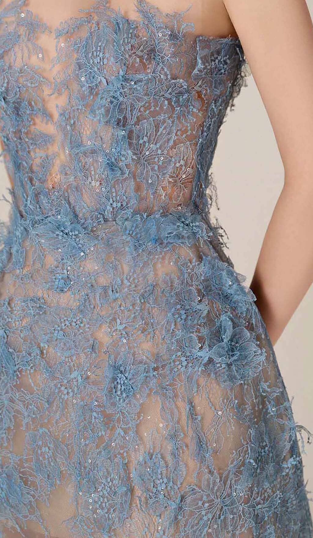 Joelle Floral Lace Embroidery Strapless Midi Homecoming Dresses