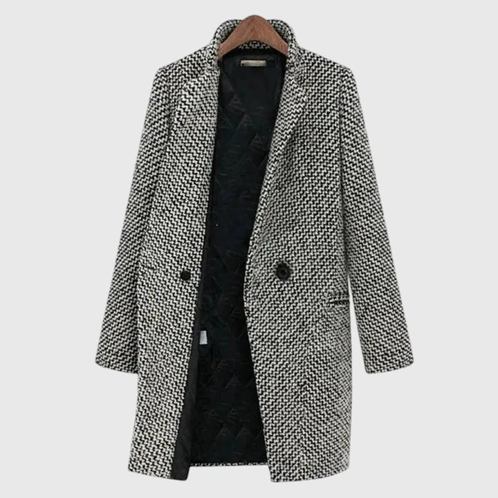 Rebeka Longline Houndstooth Wool-Blend Winter Coat for Women